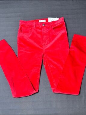 LOFT High Rise The Skinny Red Tall  Size 25 NWT Women’s Stretch Corduroy
